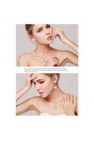 Women's Silver Imitation Pearl Wedding Party Jewelry include Necklace & Earrings