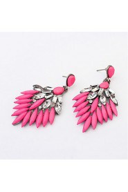 Bohemia Style Retro Shinning Fuchsia and Blue Statement Drop Earrings for Vintage Women