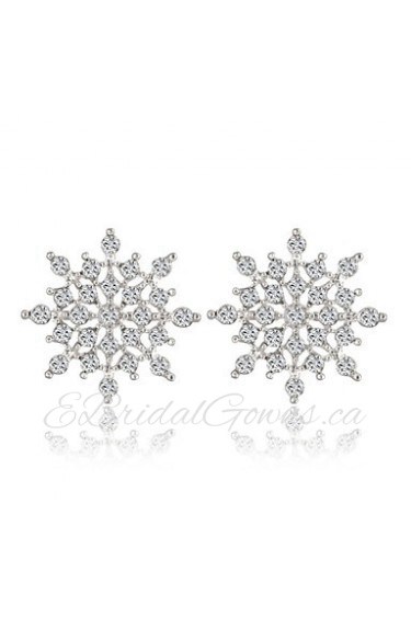 Hollow Snowflake High-grade Silver Gull Diamond Earrings