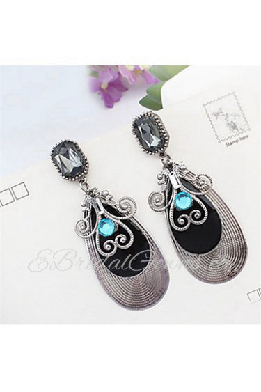 European And American Fashion Water Droplets Gemstone Earrings