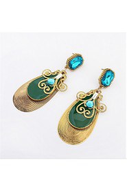 European And American Fashion Water Droplets Gemstone Earrings