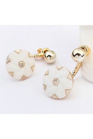 Double Rose Sunflower Shape White Elegant Earrings