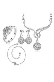 Fashion Round Shape Copper Silver Plated Zircon Foreign Trade Jewewlry Sets