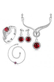 Fashion Round Shape Copper Silver Plated Zircon Foreign Trade Jewewlry Sets