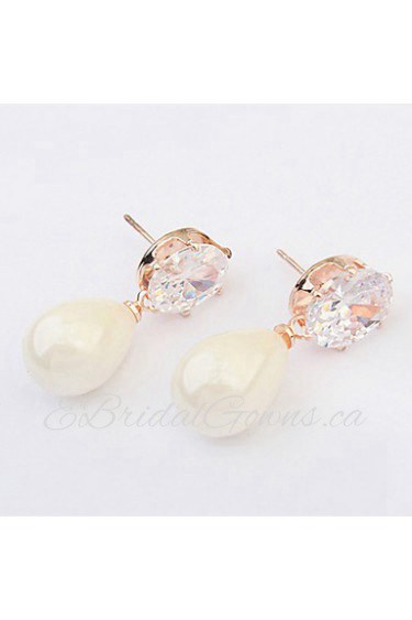 Women's Jewelry Gift Gold Plated Zircon Crystal Earrings Wedding Jewelry