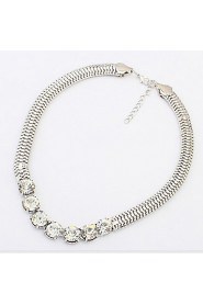 Big Fashion Ribbon Rhinestone Pendant Necklace Women Crystal Choker Statement Necklace