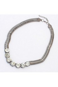 Big Fashion Ribbon Rhinestone Pendant Necklace Women Crystal Choker Statement Necklace