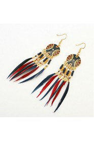 New Fashion Vintage Hollow Fringed Feathers Long Paragraph Earring For Women Accessories