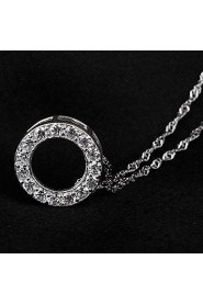 Unisex Silver Rhinestone Round Chain Pendant Necklace