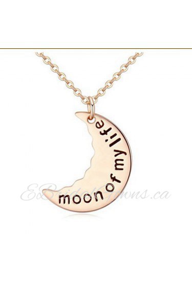 Fashion Trendy Style Jewelry Moon Pendant Gold Alloy Necklace For Lady Women Accessories