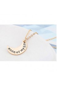 Fashion Trendy Style Jewelry Moon Pendant Gold Alloy Necklace For Lady Women Accessories