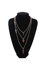 Punk Style Jewelry Statement Necklace Cross Gold Alloy Multi Layer Necklace For Lady Women Accessories