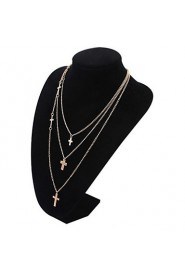 Punk Style Jewelry Statement Necklace Cross Gold Alloy Multi Layer Necklace For Lady Women Accessories