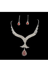 Wedding Bridal Bridesmaid Crystal Necklace Earrings Jewelry Set