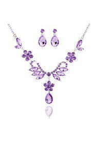 Ladies'/Women's Alloy Wedding/Party Jewelry Set With Rhinestone Purple