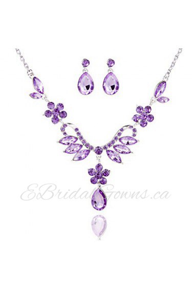 Ladies'/Women's Alloy Wedding/Party Jewelry Set With Rhinestone Purple