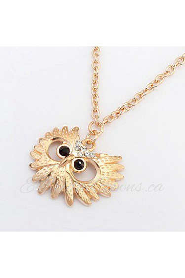 New Trendy Chubby Owl Necklace Fashion Rhinestone Opal Jewelry Statement Women Necklace Long Chain