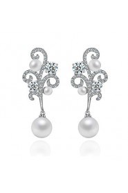 Brand New Arrival Luxury Wedding Dinner Party Jewelry ACubic Zirconia PPearl Earring