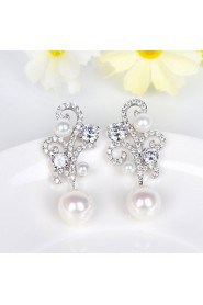 Brand New Arrival Luxury Wedding Dinner Party Jewelry ACubic Zirconia PPearl Earring