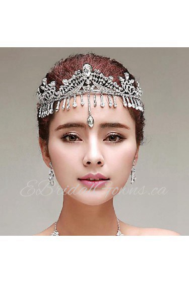 Sparkling Rhinestones Wedding/Party Headpieces/Forehead Jewelry with Imitation Pearls