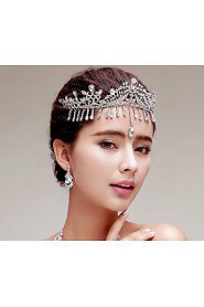 Sparkling Rhinestones Wedding/Party Headpieces/Forehead Jewelry with Imitation Pearls