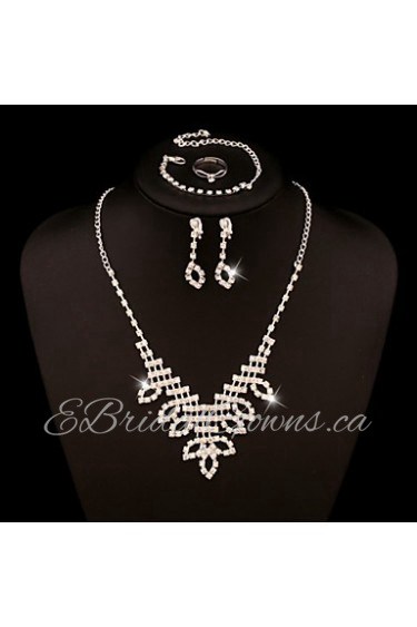 Wedding Jewelry Set include Necklace & Earrings & Bracelet & Rings