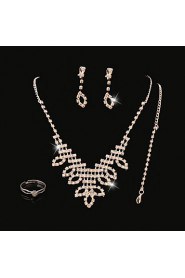 Wedding Jewelry Set include Necklace & Earrings & Bracelet & Rings