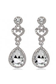 Luxury Drops Shape Cubic Zrconia Crystal Drop Earrings Jewelry for Lady(5.7*1.7cm)