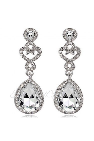 Luxury Drops Shape Cubic Zrconia Crystal Drop Earrings Jewelry for Lady(5.7*1.7cm)