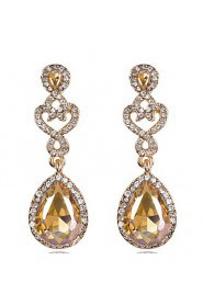 Luxury Drops Shape Cubic Zrconia Crystal Drop Earrings Jewelry for Lady(5.7*1.7cm)