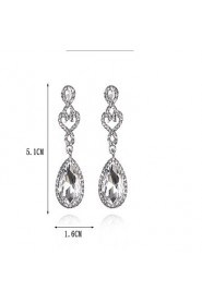 Luxury Drops Shape Cubic Zrconia Crystal Drop Earrings Jewelry for Lady(5.7*1.7cm)