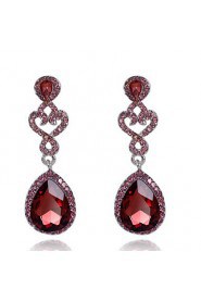 Luxury Drops Shape Cubic Zrconia Crystal Drop Earrings Jewelry for Lady(5.7*1.7cm)