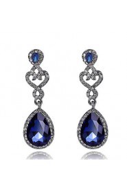 Luxury Drops Shape Cubic Zrconia Crystal Drop Earrings Jewelry for Lady(5.7*1.7cm)