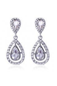 Luxury Drops Shape Cubic Zrconia Crystal Drop Earrings Jewelry for Lady(4.6*2)