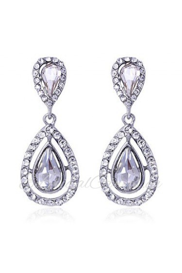 Luxury Drops Shape Cubic Zrconia Crystal Drop Earrings Jewelry for Lady(4.6*2)