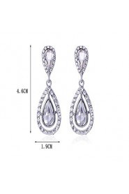 Luxury Drops Shape Cubic Zrconia Crystal Drop Earrings Jewelry for Lady(4.6*2)