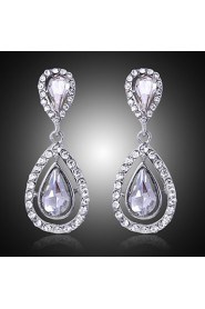 Luxury Drops Shape Cubic Zrconia Crystal Drop Earrings Jewelry for Lady(4.6*2)