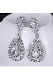 Luxury Drops Shape Cubic Zrconia Crystal Drop Earrings Jewelry for Lady(4.6*2)