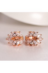 AZircon 18k Gold/Silver Hoop Stud Earrings