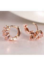 AZircon 18k Gold/Silver Hoop Stud Earrings