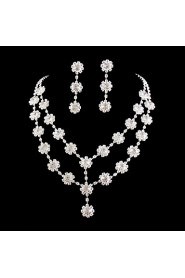 Wedding Bridal Bridesmaid Crystal Necklace Earrings Jewelry Set