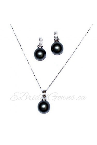 Black 14mm Freshwater Pearl With 925 Silver Necklace And Earrings Jewelry Set