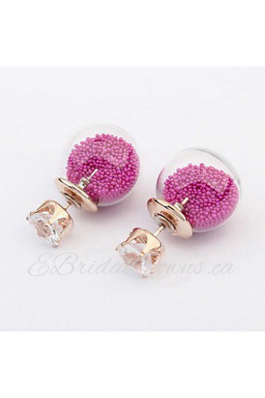 Cute Colorful Round Ball Alloy Pierced Stud Earrings Women Fashion Accessories