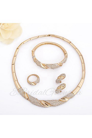 WesternRain Gold Plated Jewelry Set 18K of 4 Pieces,High Quality Charming Wedding Bridal Jewelry Set