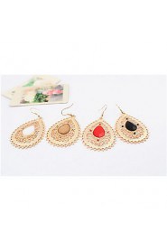 Retro Vintage Women Statement Hollow Water Drops Shaped Bohemian Pierced Dangle Alloy Earrings