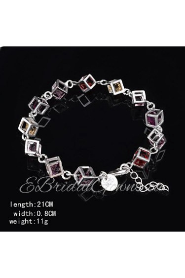 Fashion Sterling Silver Multicolor CubicZirconia Women's Bracelet