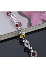 Fashion Sterling Silver Multicolor CubicZirconia Women's Bracelet