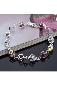 Fashion Sterling Silver Multicolor CubicZirconia Women's Bracelet