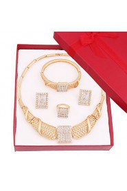 Gold-plated Fashion romantic heart line(Including Necklace, Earring, Bracelet, Ring) Jewelry Sets