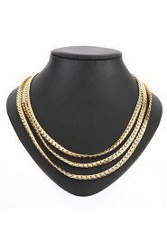 Chic Gold Plated Multi layer Alloy Women Chain Necklace